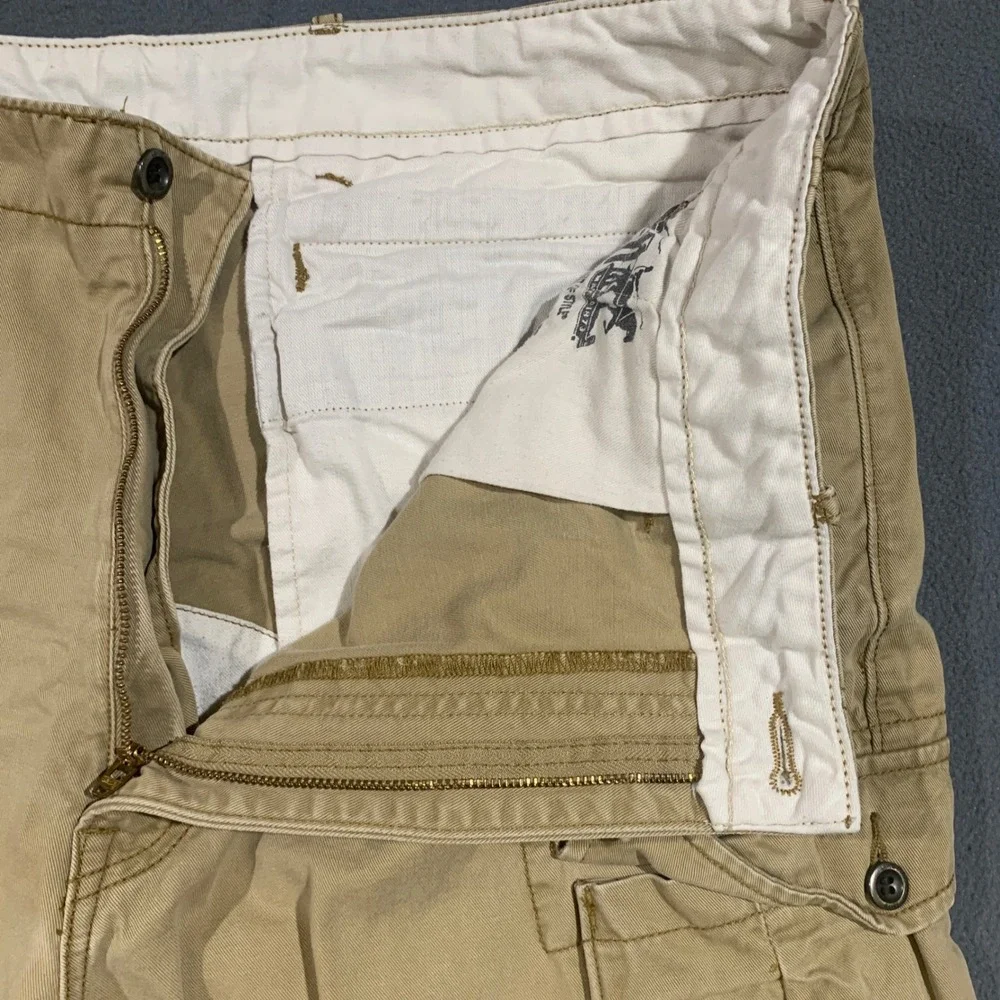 Levi Strauss Mens‎ Cargo Pants Khaki Tan Cotton Straight Leg 12462-0010 W38 L32